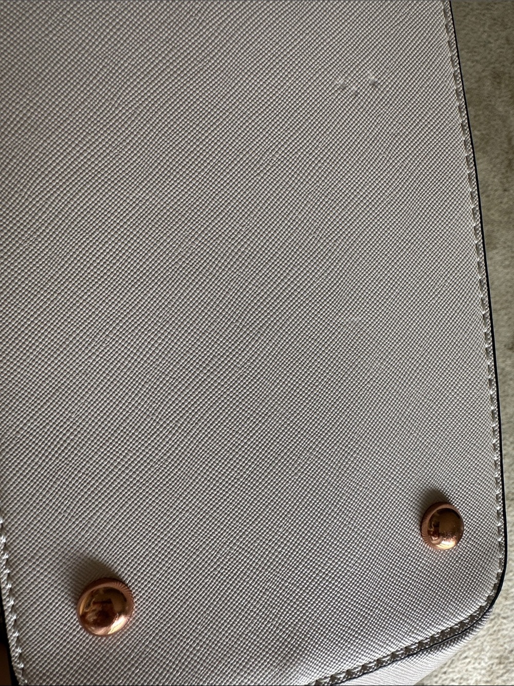 Sun Valley Textured Faux Leather Tote Bag - Ivory/Blush with Rose Gold Hardware - Picture 8 of 8